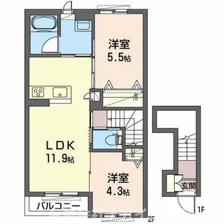 加東市南山(リビエラ)【201号室】の間取り