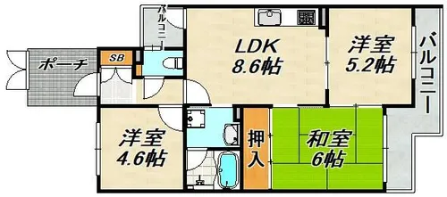ヴェルドール上池田【2階】の間取り