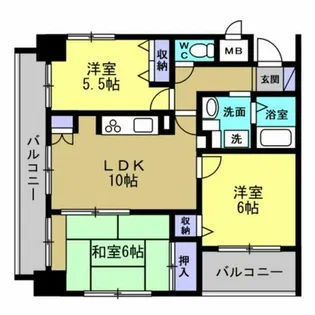 サンライズエモト【3階】の間取り