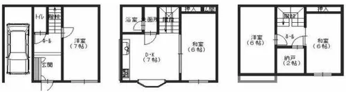 大阪府大阪市阿倍野区松虫通1丁目【一戸建】の間取り