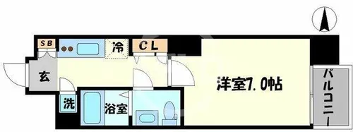 アドバンス上町台ラシュレ【9階】の間取り