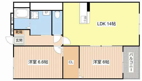 ハートフルマンション旭森【202号室】の間取り