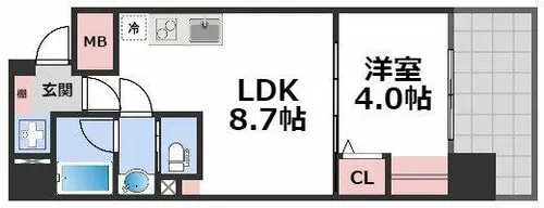 ブエナビスタ上町【9階】の間取り