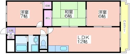 ヴィラスリースター住之江【4階】の間取り