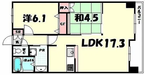 レジディア三宮東【11階】の間取り