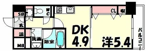 レジディア神戸磯上【15階】の間取り