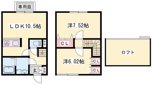 メゾネットひめじ別所【B204号室】の間取り