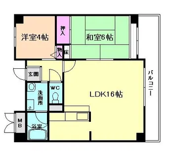 グランツ川西【6階】の間取り