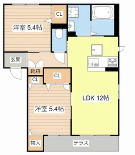 サンライズ 平田 Ⅱ【0102号室】の間取り