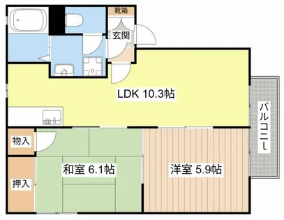 メゾン城町【0201号室】の間取り