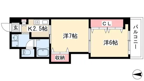 プレステージ名古屋【606号室】の間取り
