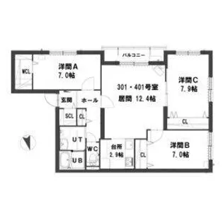 グランメール幌西【4階】の間取り