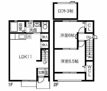 愛知県稲沢市稲沢町北山1丁目【テラスハウス】の間取り