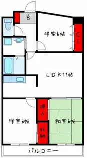 ヴィラはぎわら【3階】の間取り