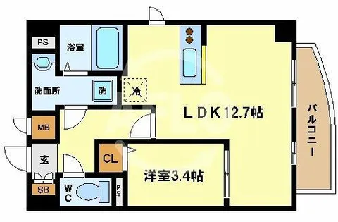 プランドール江戸堀【6階】の間取り