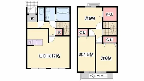 エクレール田寺【B102号室】の間取り