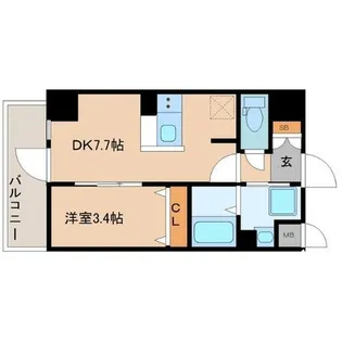 1DKの間取り画像