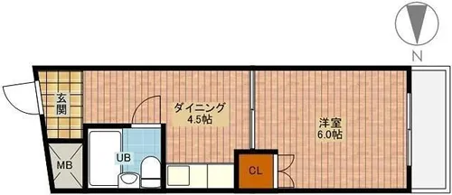 1DKの間取り画像