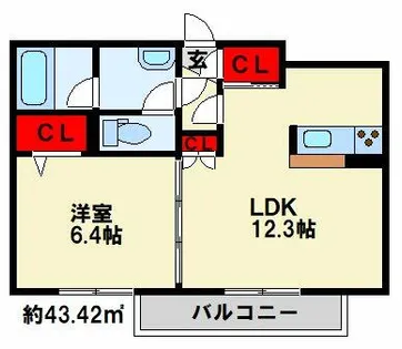 1LDKの間取り画像