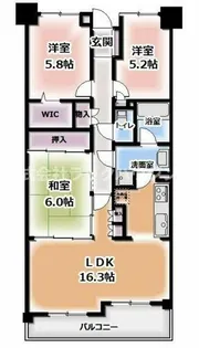 オークヒルズ香里三番館【6階】の間取り
