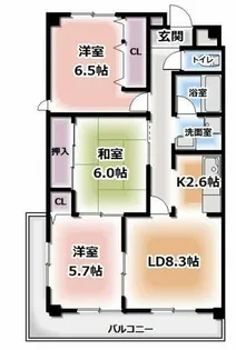 大阪府大東市深野2丁目【マンション】の間取り