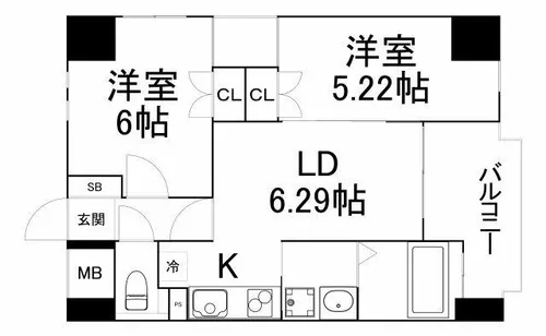 ビバーチェ片町【7階】の間取り