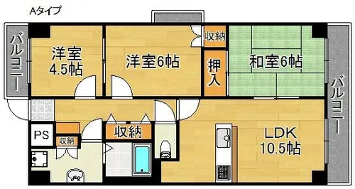サウサリート貝塚【6階】の間取り
