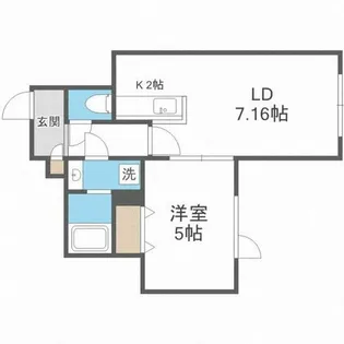カーザフェリス稲穂【206号室】の間取り