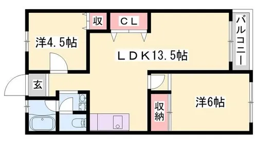 カンパーナ城の東【407号室】の間取り