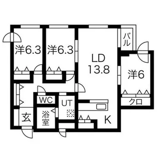 クラリス南9条【2階】の間取り