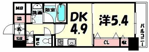 レジディア神戸磯上【9階】の間取り