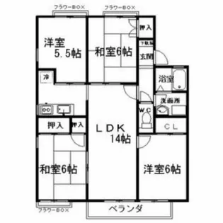 ジュネス若松【2階】の間取り