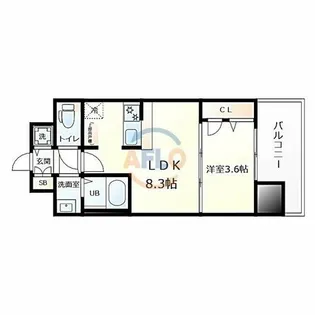 スワンズシティ大阪エスクレア【1301号室】の間取り