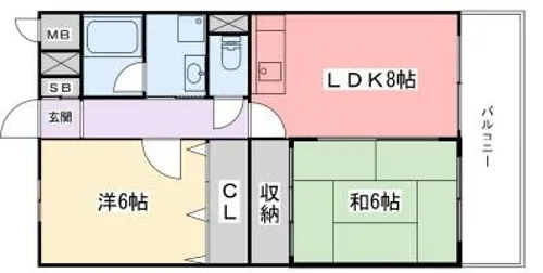 龍野中村コーポ【203号室】の間取り