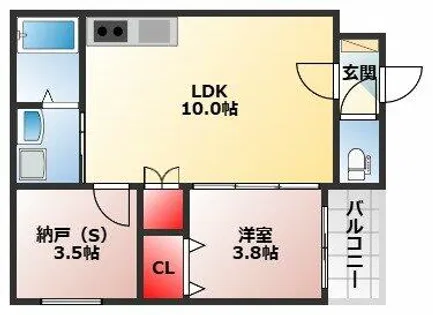 I maison Rhodon【104号室】の間取り