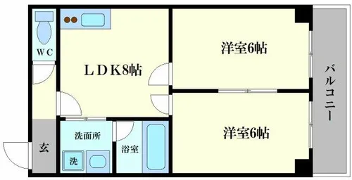 ラパンジール恵美須Ⅱ【6階】の間取り