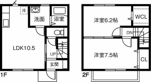 愛知県西尾市一色町前野東浦【テラスハウス】の間取り