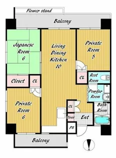 清川六番館【6階】の間取り