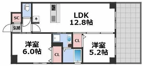 ParkHills安堂寺町【4階】の間取り