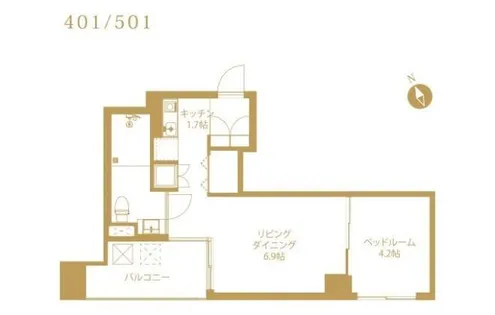 かがやきスクエア【501号室】の間取り