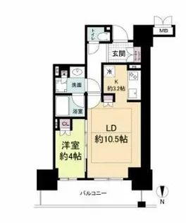 ローレルタワー堺筋本町【4階】の間取り