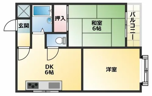 湯里ハイツB棟【5階】の間取り