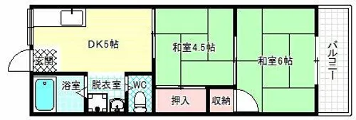 上ノ太子ハイツ【2階】の間取り