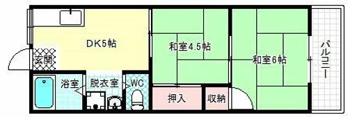 上ノ太子ハイツ【2階】の間取り
