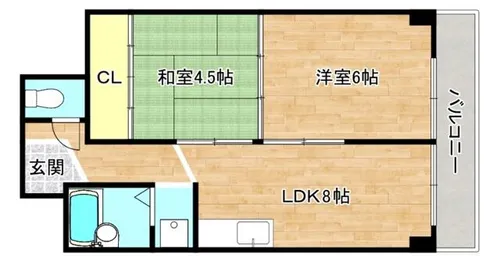 ハイツ鍛治【5階】の間取り