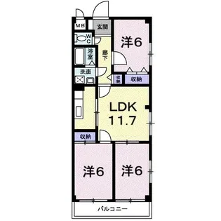 サンスコーレ弐番館【5階】の間取り