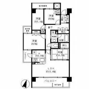東山公園レジデンス【3階】の間取り