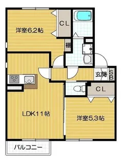 メル・ベイユB棟【2階】の間取り