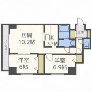 エステラ真駒内【3階】の間取り