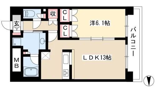 グラン・アベニュー名駅【9階】の間取り